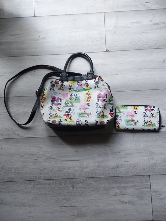 Disney Handbags - Disney  Printed Satchel, Bag,Purse with Black Trim and Multicolor Characters